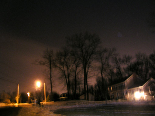 My block at night.