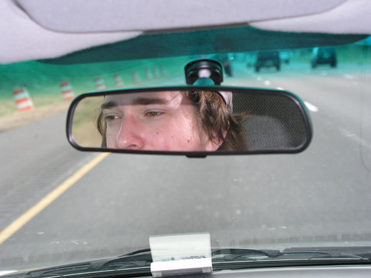 Danny in the rearview.