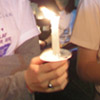 Candle-holding at Relay for Life.