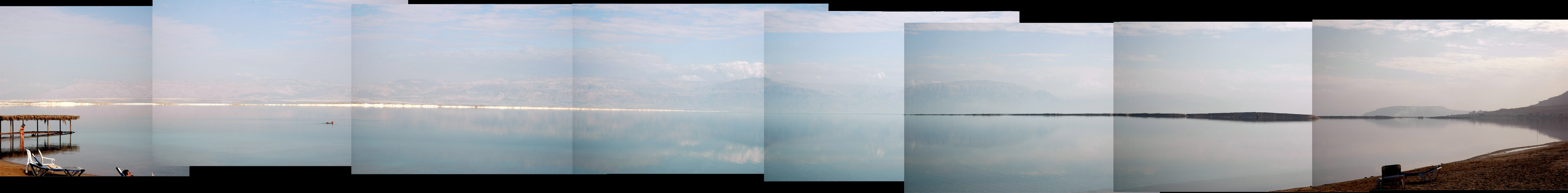 Stitched panorama of the Dead Sea.